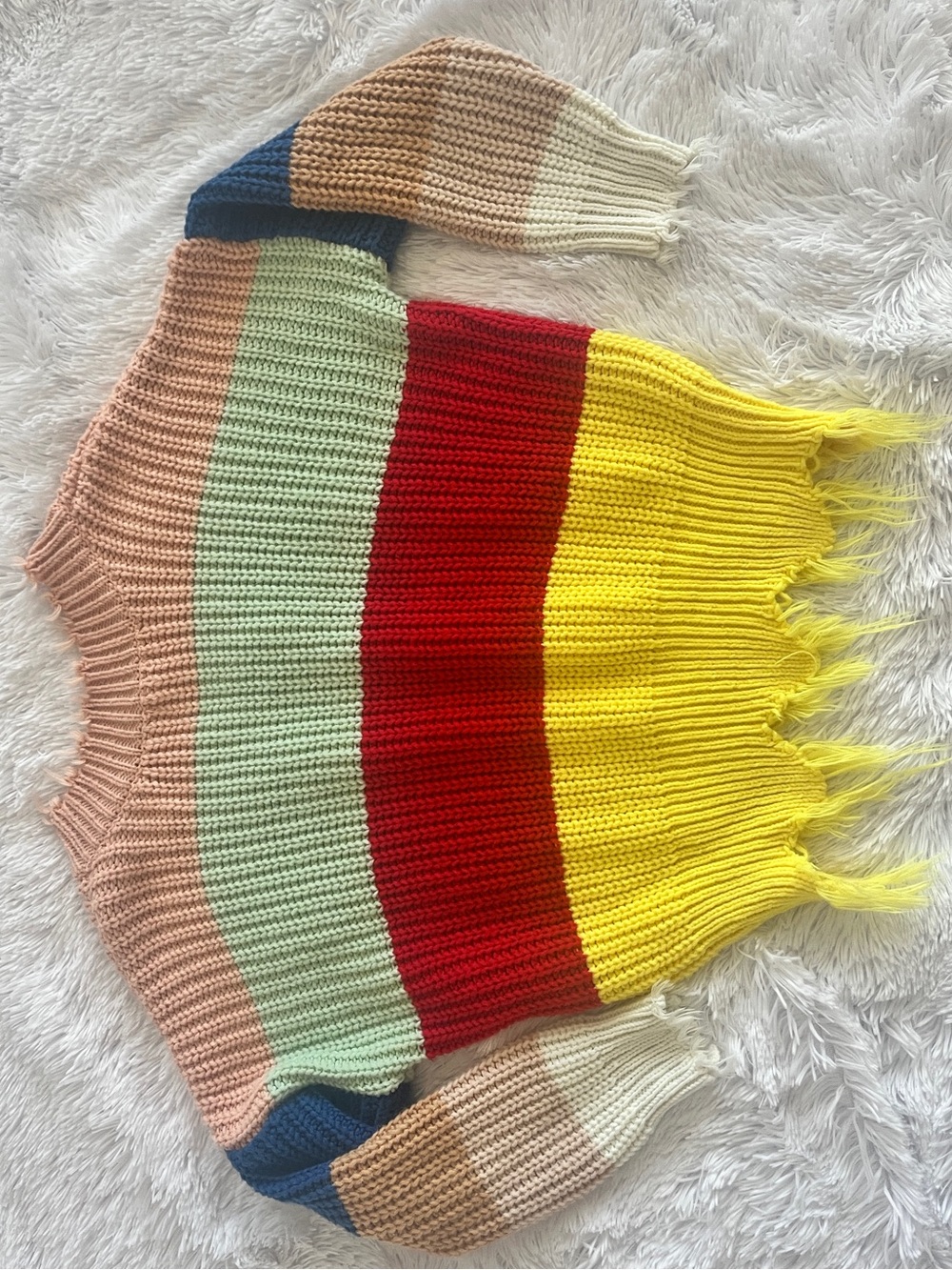 Main Strip Color-Block Distressed Knit Sweater – Size M - Picture 5 of 9